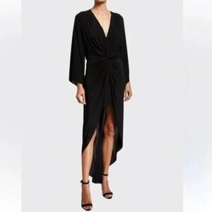 Revolve /Misa Los Angeles Teget Twisted High-Low Maxi Dress Plunge- BLACK